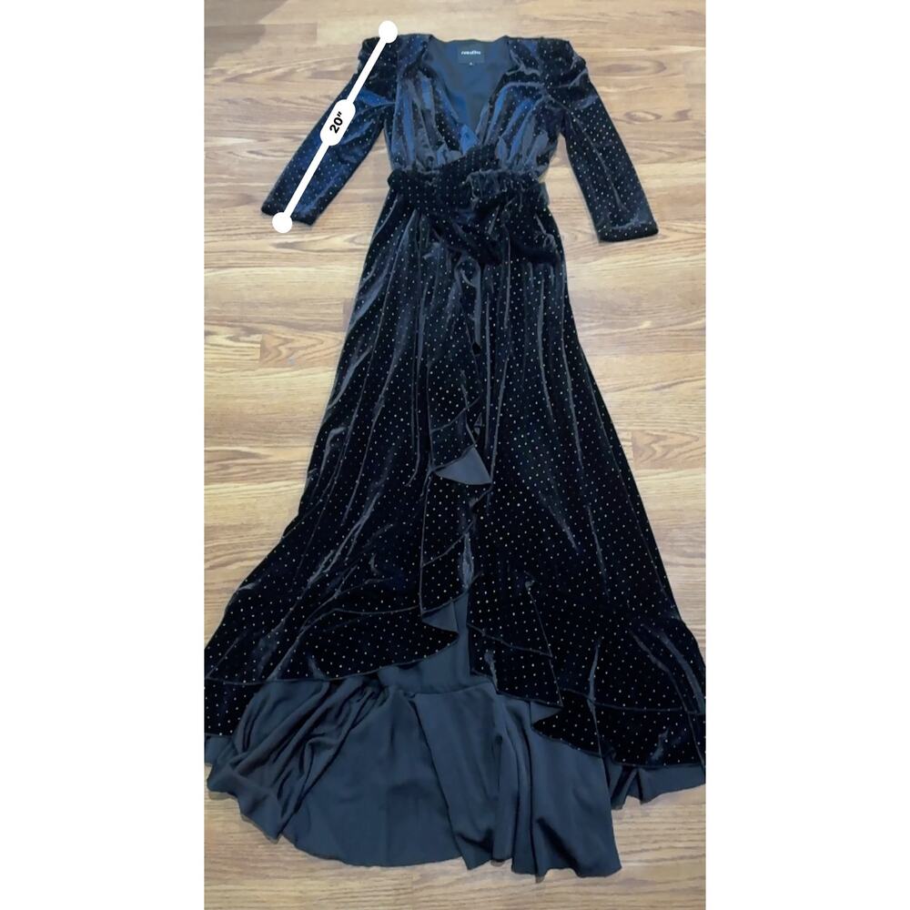 Retrofête Black Velvet Wrap Flora Dress Multicolor Polka Dot Women’s Size Small - Picture 5 of 15